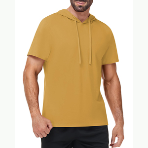 ออกแบบเสื้อฮู้ดแขนสั้นคุณภาพสูงสำหรับผู้ชาย สไตล์ใหม่ รับผลิตจำนวนมาก เสื้อฮู้ดแขนสั้นแบบสวมหัวสำหรับผู้ชาย - Product Image 3