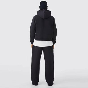 Conjunto Deportivo Unisex Negro con Capucha, Sudadera de Manga Larga con Estampado de Letras y Pantalones, Ropa Casual de Otoño - Product Image 6