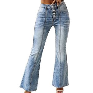 Novedades Pantalones acampanados de algodón para mujer Pantalones vaqueros Ropa informal Precio al por mayor Nuevo diseño Mejor material Pantalones Acampanados para mujer - Product Image 1