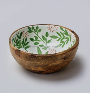 ชามไม้อะคาเซียพิมพ์ลายไม้โบราณชามสลัดและจานสลัดผลิตภัณฑ์ขายดีสำหรับบ้านโรงแรมและร้านอาหาร - Product Image 1