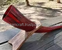 Taza de beber vikingo natural tallada a mano con cuerno de búfalo real con logotipo personalizado con soporte de madera estilo artesanal diseño Animal - Product Image 4