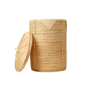 Handwoven Natural Cane Rattan Round Laundry Hamper Basket <b>with</b> <b>Lid</b> Tall Woven Dirty Clothes Storage <b>Bin</b> Wholesale - Product Image 6