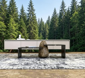 Modern Minimalist Coffee <b>Table</b> with <b>Stone</b> <b>Top</b> and Metal Frame for Living Room Furniture - Product Image 1