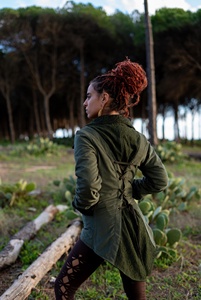 Fleece Lined Pixie Coat with Steampunk Elven Design Featuring Corset Lacing for Warm Stylish Layering in Cooler Weather - Product Image 4