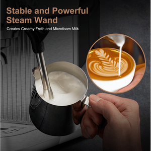 W1002P292436 Macchina da Caffè Espresso Professionale Semiautomatica 1350W 20 Bar con Montalatte, Monodose per Caffè Concentrato - Product Image 5