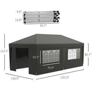 10x19.5ft Gray Pop up <b>Canopy</b> <b>Tent</b> Adjustable Height Event Shelter with Wheeled Bag Sidewalls and Leg Weight Bags - Product Image 3