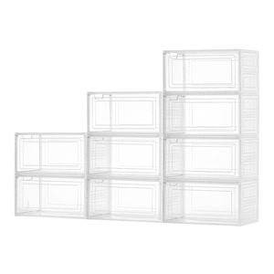 Set di 9 Scatole Trasparenti Grandi per Scarpe, Organizzatori in Plastica Leggeri e Impilabili con Porta Magnetica, Adatte per Sneakers Taglia 13 USA - Product Image 1
