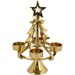 Porte-bougie élégant en forme de cerf doré, fait main en aluminium, pour la décoration de Noël et de l'Avent - Product Image 3