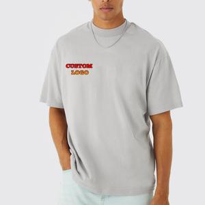 Custom Light Grey Oversized T-Shirt Men Heavy Cotton Minimal Logo Streetwear T Premium Oversized Loose FitT Shirt Men - Product Image 1