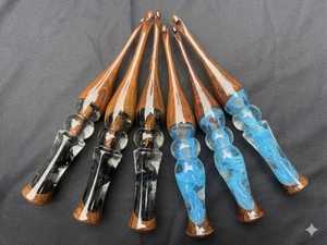 Handmade Resin Crochet <b>Hook</b>, Ergonomic Crochet <b>Hooks</b>, Blue & Black Artisan Needles - Product Image 1
