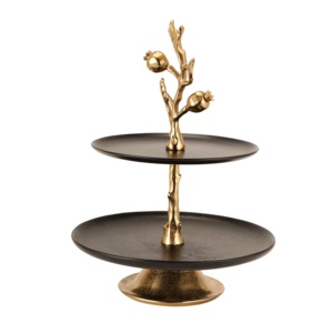 Three Tier Wooden Cake Stand Rectangle Shape With White Center <b>Post</b> For Display And Serving - Product Image 6