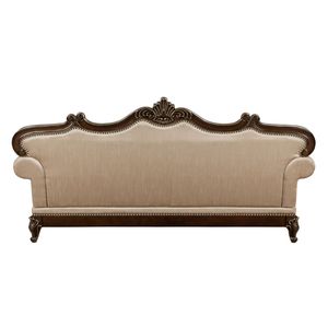 Divano Tradizionale di Lusso in Legno Massello, Design Formale con Finitura in Ciliegio e Bordi Dorati per Soggiorno, 1 Pezzo - Product Image 4