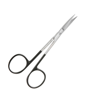 Ciseaux à iris de qualité supérieure, taille 4,5 pouces, lame courbée, poignée noire, acier inoxydable, ciseaux chirurgicaux pour iris avec logo - Product Image 2