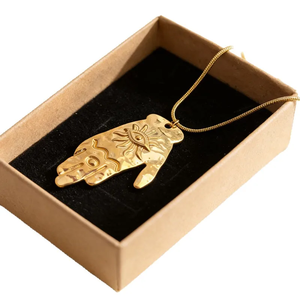 สร้อยคอลายปาล์มแบบยูนิเซ็กซ์พร้อมโลหะชุบทองแท้ 18K และโซ่ลายงู 1 ชุดเครื่องประดับ - Product Image 6