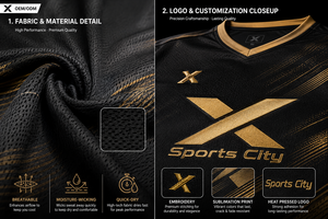 ชุดฟุตบอลพิมพ์ลาย X Sports City สำหรับผู้ใหญ่ แขนสั้น ระบายเหงื่อ แห้งเร็ว ทรงปกติ 100% - Product Image 4