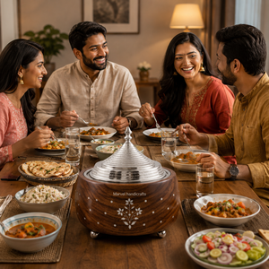 Premium Insulated Stainless Steel Casserole with Wooden Finish Double Wall Hot Pot Food <b>Warmer</b> Serving Bowl for Kitchen Dining - Product Image 2