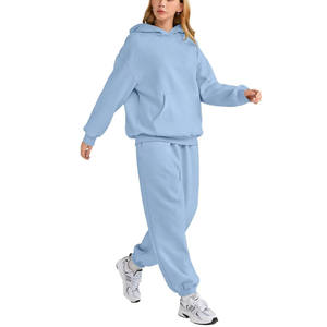 Conjuntos de punto personalizados OEM para mujer, de dos piezas, de pierna ancha y hombros caídos, para compradores de marcas de streetwear estadounidenses. - Product Image 1