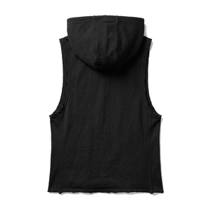 Camiseta sin mangas con capucha negra con LOGO personalizado, top deportivo con logo impreso, talla grande, lisa, para hombre, para entrenamiento deportivo, ropa informal de atletismo. - Product Image 5