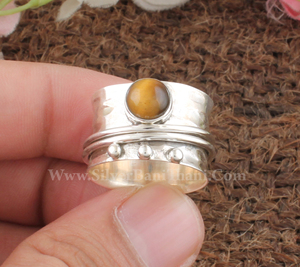 Anillo Giratorio Clásico de Ojo de Tigre Natural al por Mayor, Plata 925, para Hombres y Mujeres, Anillo Antiestrés, Idea de Regalo de Boda - Product Image 4