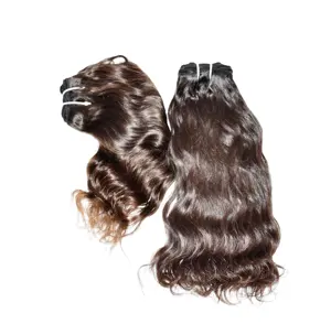 Raw ondulado indio templo color natural negro mujeres máquina doble trama sin procesar cutícula alineada tejer extensiones de cabello humano - Product Image 5