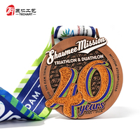 Médailles de triathlon personnalisées, médailles de finisseur en alliage de zinc 3D, médailles de course à pied, de cyclisme et de natation avec ruban