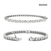Bracelet éternité en or blanc massif 14 carats avec diamants naturels véritables sertis clos, fermoir de sécurité en forme de huit, bijou de luxe délicat et raffiné