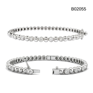 Bracelet éternité en or blanc massif 14 carats avec diamants naturels véritables sertis clos, fermoir de sécurité en forme de huit, bijou de luxe délicat et raffiné - Product Image 5