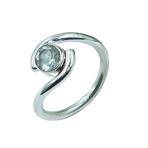 Anillo de Plata de Ley 925 con Topacio Azul Natural, Diseño Minimalista en Espiral Hecho a Mano, Anillo con Piedra Preciosa, Joyería de Plata al por Mayor para Mujer - Product Image 1