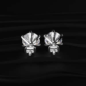 Boucles d'oreilles clous en moissanite taille ronde 4 TCW, couleur incolore VVS, solitaire à 6 griffes, or 14K, fermoir à vis, faites à la main, bijoux de mariée, cadeau pour elle - Product Image 5