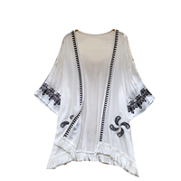 Blusas Bohemias de Manga Larga para Verano, Camisas Bordadas Sólidas para Mujer, Tops Casuales para Dama, Ropa al por Mayor para Mujer