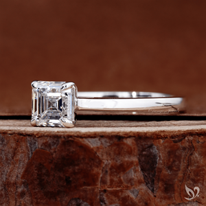 Bague de fiançailles solitaire style cathédrale avec diamant de laboratoire taille Asscher 1 carat, tendance et minimaliste, pour mariée, mariage, anniversaire, fête - Product Image 2