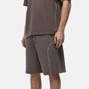 Men's Solid Color Cotton Bermuda Shorts Mid Waist <b>Elastic</b> Comfortable Casual Style Breathable With Pockets - Product Image 5