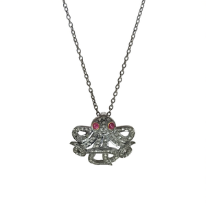 Collar con Colgante de Pulpo con Diamantes Pavé en Plata de Ley, Corte Redondo Natural - Product Image 2