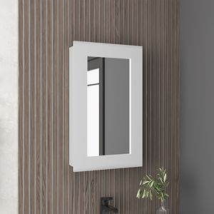 Armadietto Portamedicinali Juno Bianco Stretto 65,3 cm (A) x 39,9 cm (L) con Una Porta e Tre Ripiani Interni per Bagno o Cucina - Product Image 1