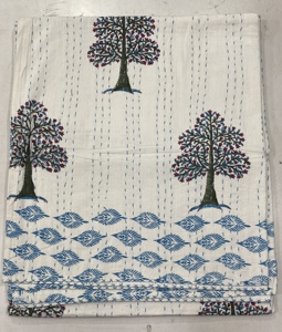 Silkgram Traditional Indian Cotton <b>Quilt</b> Floral Pattern Embroidered Hand Wash Eco-Friendly All-Season Home Decor <b>Throw</b> Rajasthan - Product Image 4
