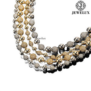 Collier de luxe pour femme en argent 925 plaqué rhodium avec perles de moissanite, chaîne à billes, bijoux de soirée très demandés, en vente - Product Image 5