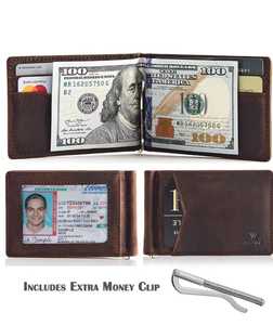 Portefeuille porte-cartes en cuir avec pince à billets, portefeuille compact de style RFID pour hommes, usage quotidien - Product Image 4