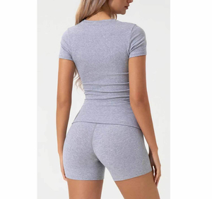 Women's Crop Top Short <b>Sets</b> Two Piece <b>Set</b> Women Summer Clothing Customized t shirt and Short <b>Sets</b> Women Two Piece - Product Image 5