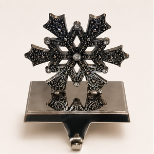 3D Rhinestone Snowflake Christmas <b>Stocking</b> Hanger Sturdy Weighted Aluminum Alloy Mantel Hook Decorative Silver Christmas Stock - Product Image 3