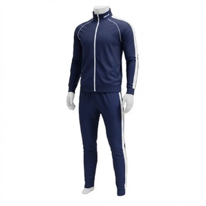 Conjunto Deportivo de Maternidad para Mujer, Azul Marino, con Cierre Completo, Rayas Blancas, Cuello Alto, Corte Holgado, Estilo Deportivo Otoñal, Ligero, 100% - Product Image 1