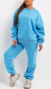 ชุดเซ็ตเสื้อสเวตเชิ้ตและกางเกงขายาวทรงโอเวอร์ไซส์สำหรับผู้หญิง สไตล์วินเทจ  คุณภาพสูง  พร้อมปักโลโก้ตามสั่ง เหมาะสำหรับใส่ในฤดูหนาว - Product Image 4