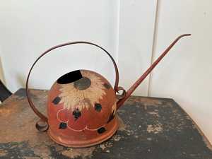 Iron Water Pitcher With Rustic Painted Finish Indoor Decorative Vase watering can floral <b>garden</b> accessory watering can indoor - Product Image 2