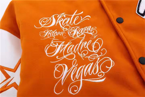 Orange White Baseball <b>Jacket</b> Men Embroidered Letter <b>Star</b> Pattern Regular Fit Lettermen <b>Jackets</b> - Product Image 6