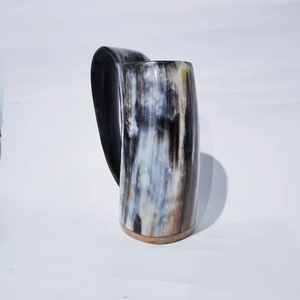 Mug à boire en corne de buffle naturelle sculptée à la main, finition artisanale, écologique, pour hydromel et eau, logo personnalisé, idéal pour les fêtes - FAIZA CRAFT - Product Image 3