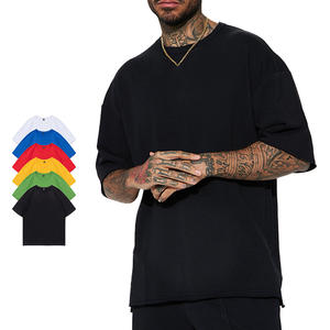 เสื้อยืดโอเวอร์ไซส์ทรงใหญ่พิเศษ ผ้าคอตตอน 40% ไผ่ 40% โพลีเอสเตอร์ 20% สำหรับผู้ชาย คอเต่า ทรงบ็อกซี่  เสื้อเปล่าสไตล์สตรีทแวร์ ผ้าซาติน - Product Image 1