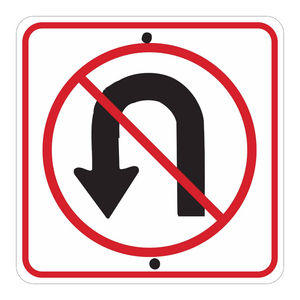 Panneau de signalisation routière pliable Brady No U-Turn Picto Sign - 24x24 pouces, intérieur/extérieur, PVC - Product Image 3