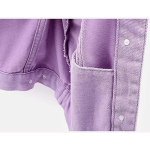 Chaqueta vaquera morada para mujer, abrigo vaquero lavanda oversize, ropa exterior de moda para mujer, corte holgado, informal, con botones, nueva - Product Image 4