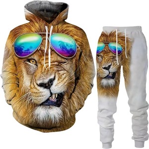 Conjunto Deportivo de Invierno para Hombre, Personalizado con Sublimación, Sudadera con Capucha y Pantalones de Poliéster, Ropa Urbana de Dos Piezas - Product Image 2