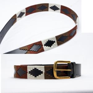 Cinturón de Nubuck con Diseño de Polo Argentino Colorido - Cinturón Ecuestre Azul de Cuero Genuino de Polo Argentina - Product Image 5