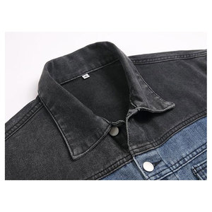 แจ็กเก็ตกางเกงยีนส์สำหรับเข้ารูปเสื้อแจ็กเก็ตยีนส์สีน้ำเงินย้อนยุควินเทจแฟชั่นถูกทำลาย - Product Image 3